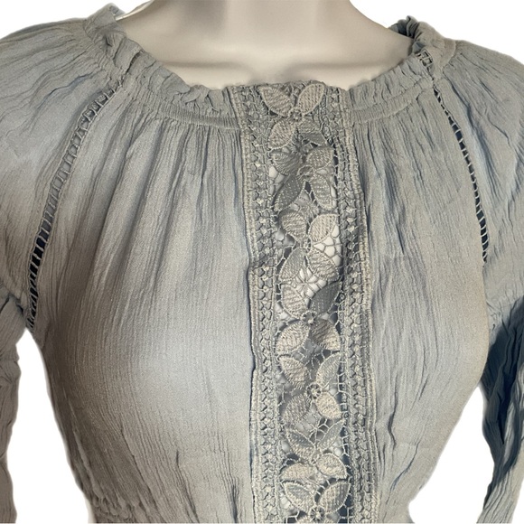 Divided H & M Women’s S Crop Top Baby Blue Gauzy Gathered Cozy Soft Trendy - Picture 6 of 12